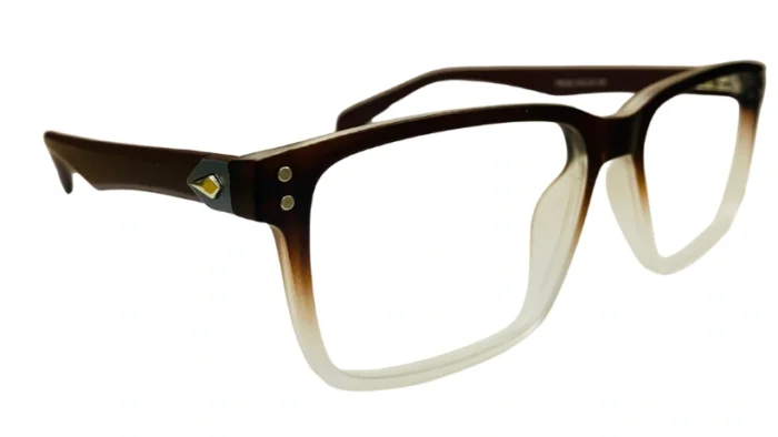 2 lenstick brown fade transparent rectangle eyeglasses