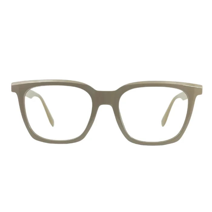 Lenstick beige square eyeglasses – unisex full-rim frame front view
