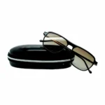 black aviator polarized brown gradient with box