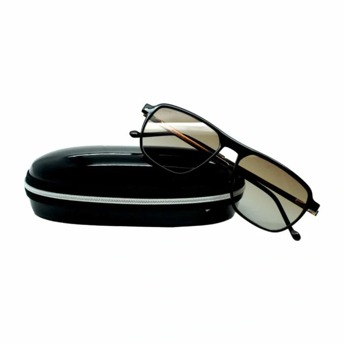 black aviator polarized brown gradient with box