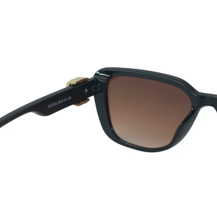 black cat eye sunglasses gold detail back