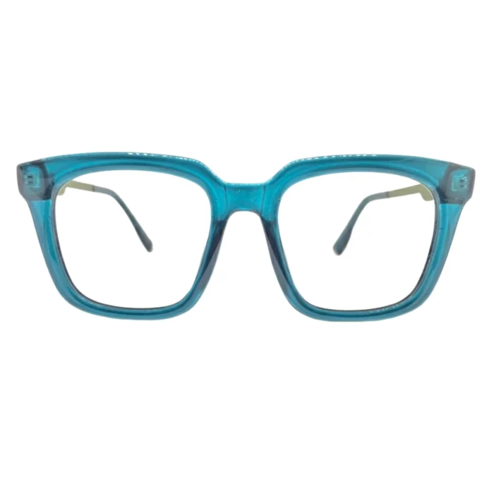 blue full rim eyeglass frame front