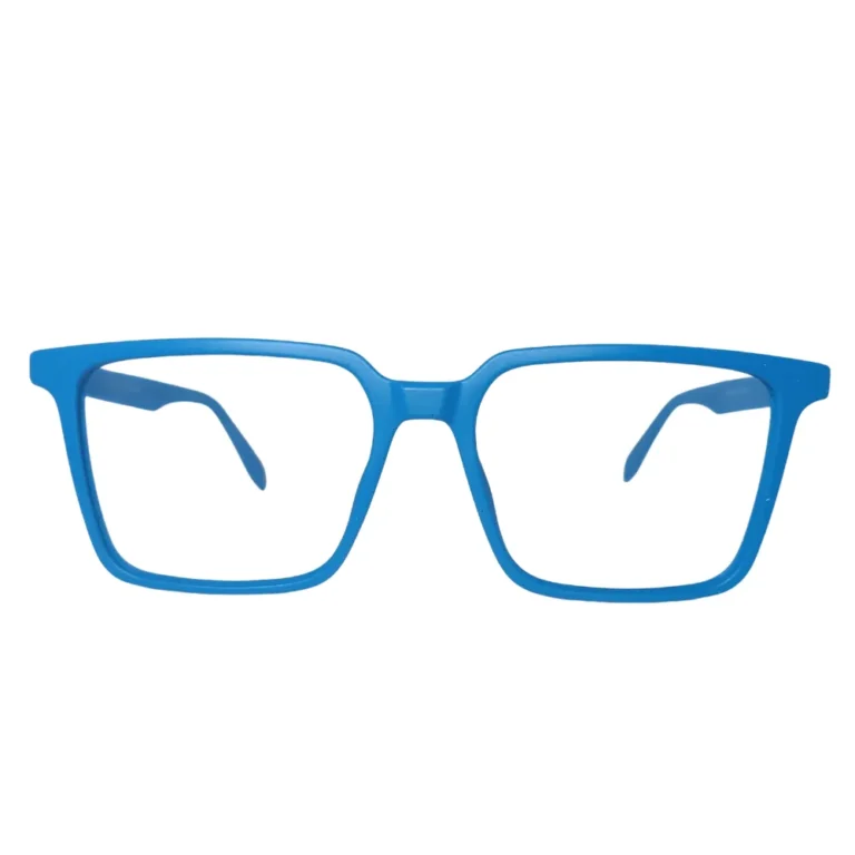 blue square eyeglasses front