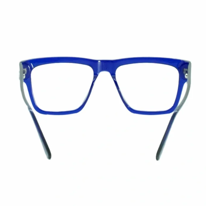 bold blue rectangle eyeglasses angle