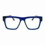 bold blue rectangle eyeglasses front