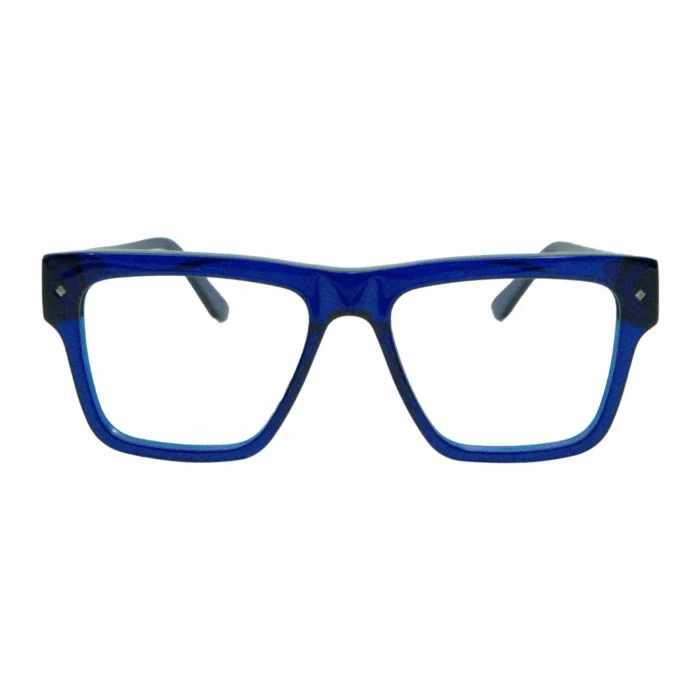 bold blue rectangle eyeglasses front