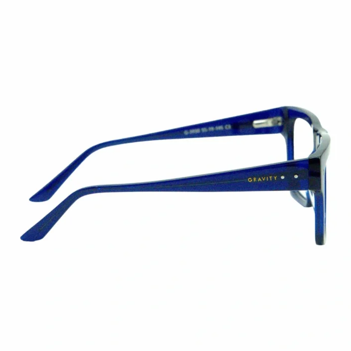 bold blue rectangle eyeglasses side