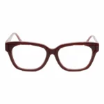 bold red geometric eyeglass frame front