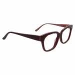 bold red geometric eyeglass frame side top