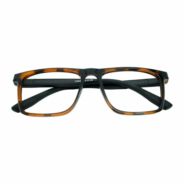 brown black rectangular rimmed eyeglasses front view