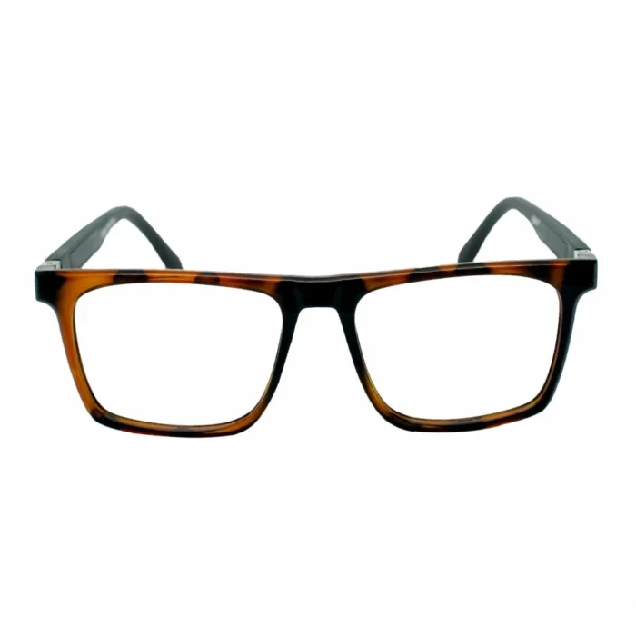 brown black rectangular rimmed eyeglasses main view