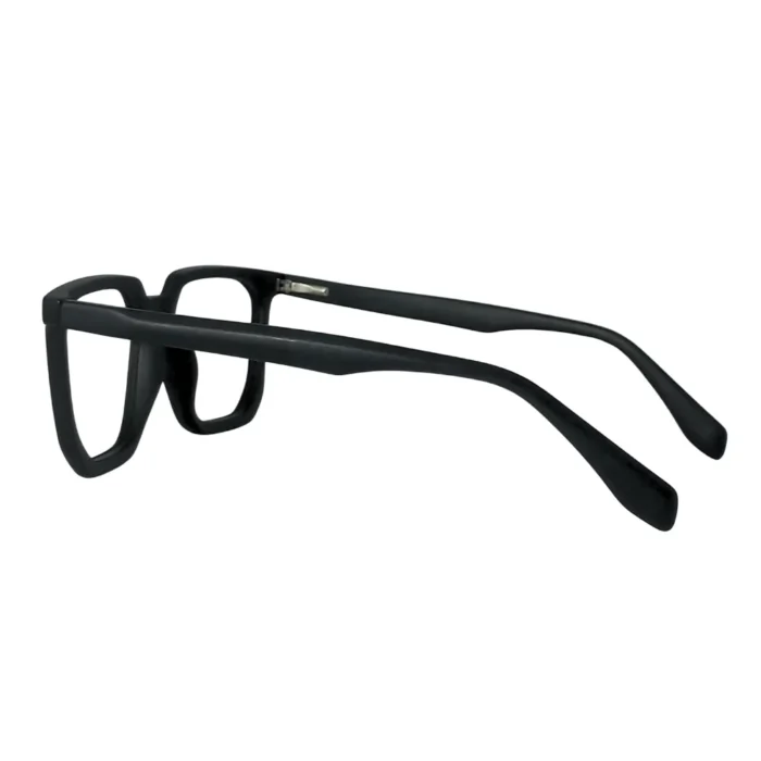 classic black geometric eyeglasses side