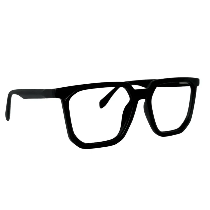 classic black geometric eyeglasses side front