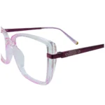 Clear Pink Square Eyeglasses with Blue Cut Lens