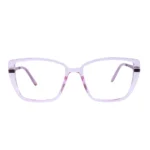 clear pink square eyeglasses plum temples front