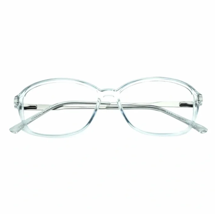 crystal clear oval eyeglasses angled