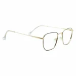 gold square metal eyeglasses frame closeup