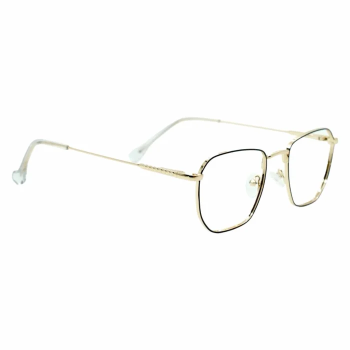 gold square metal eyeglasses frame closeup