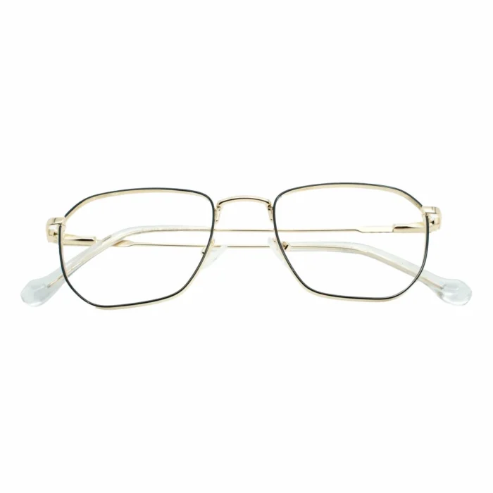 gold square metal eyeglasses frame front