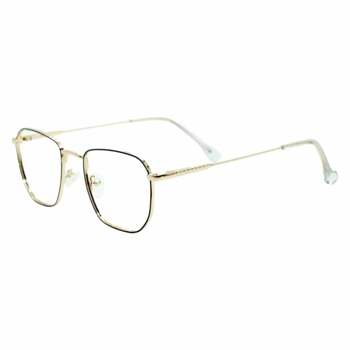 gold square metal eyeglasses frame side