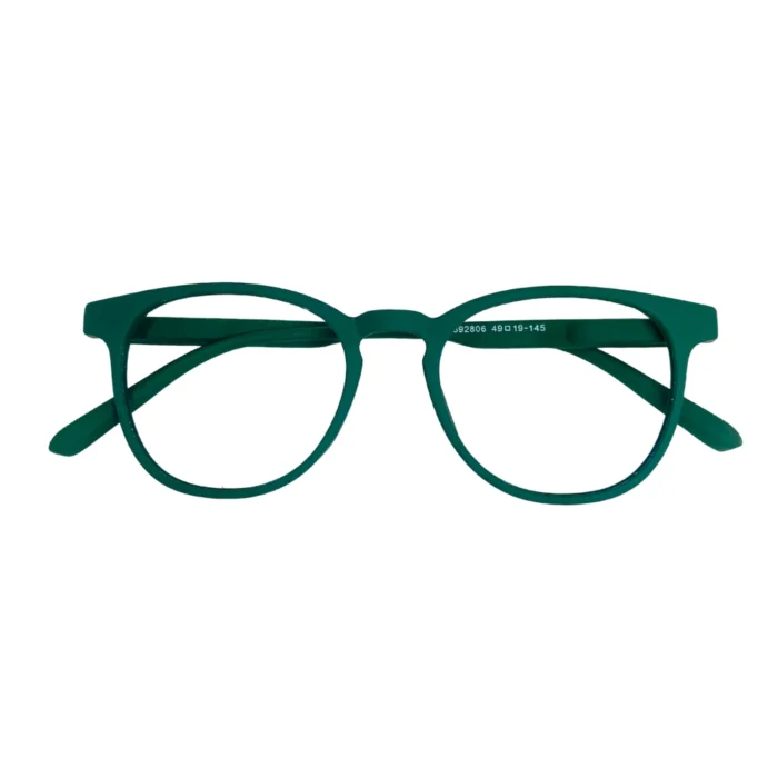 green full rim eyeglass frame front