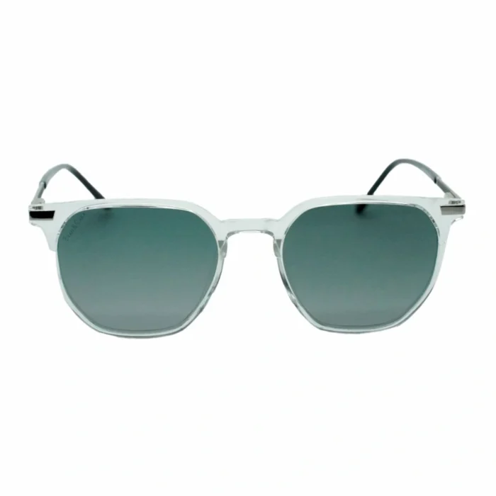 Front View of Hexagonal Polarized Sunglasses Greenish Grey Gradient