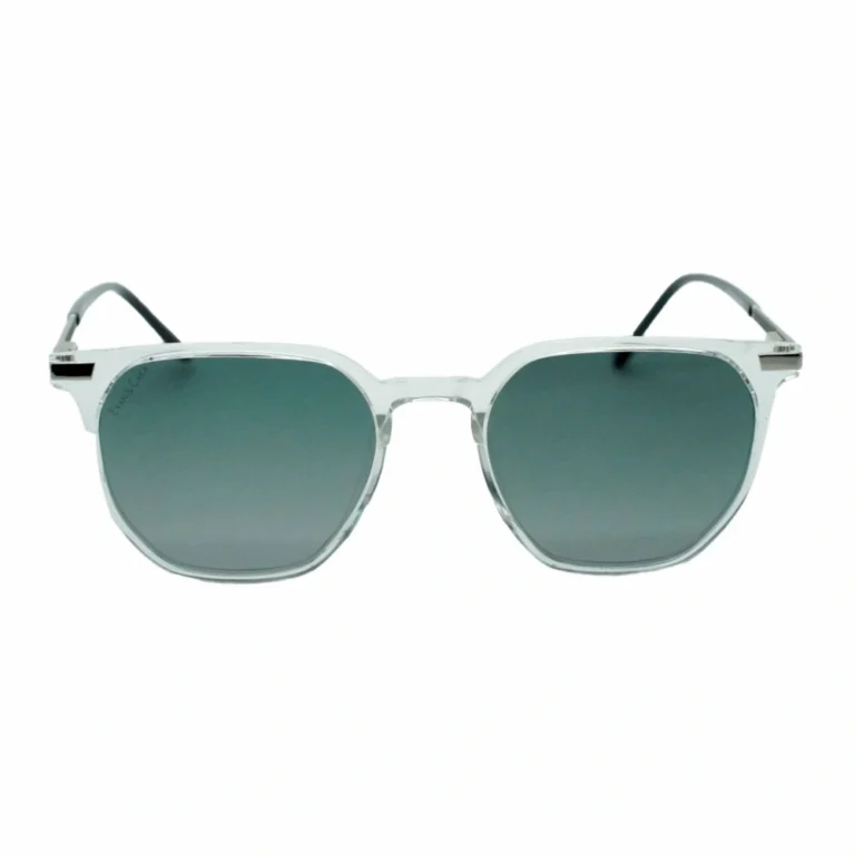 Front View of Hexagonal Polarized Sunglasses Greenish Grey Gradient