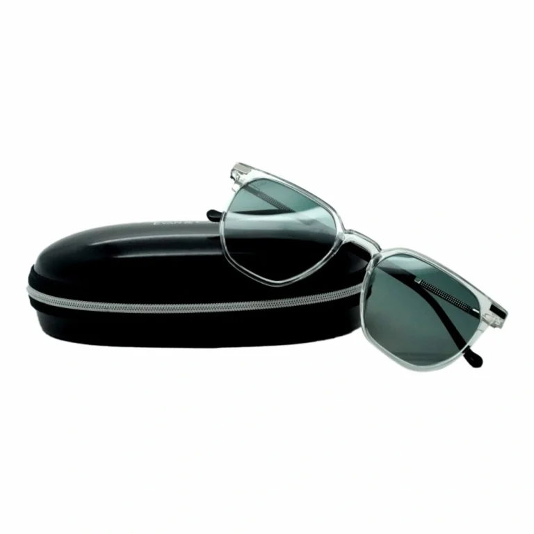 hexagonal sunglasses green grey box front with box