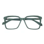 matte green square eyeglasses front