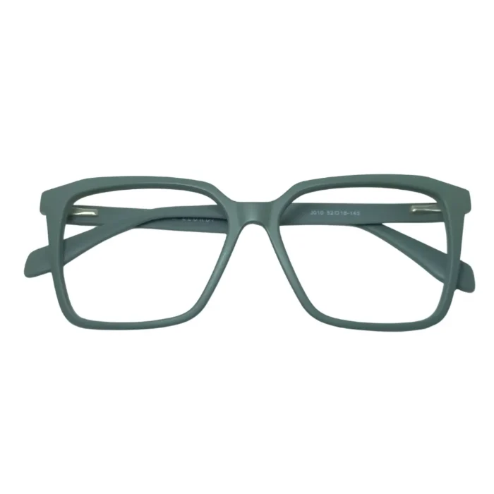 matte green square eyeglasses front