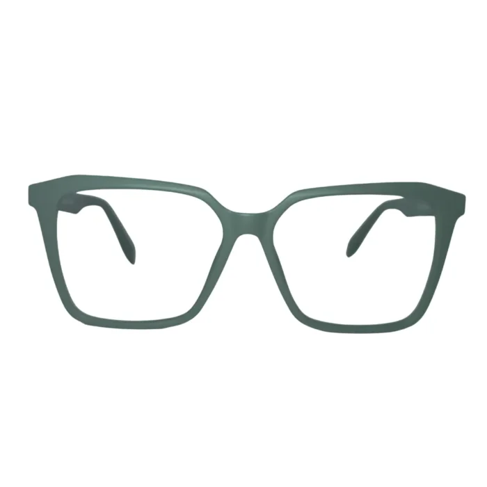 matte green square eyeglasses front