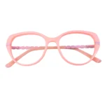 pink square eyeglasses lavender temple fold
