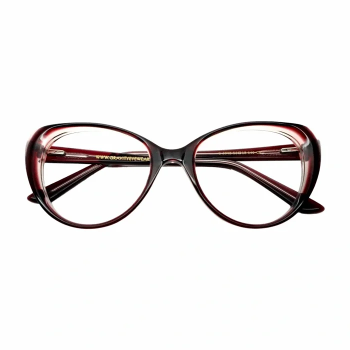 red cat eye eyeglasses folded