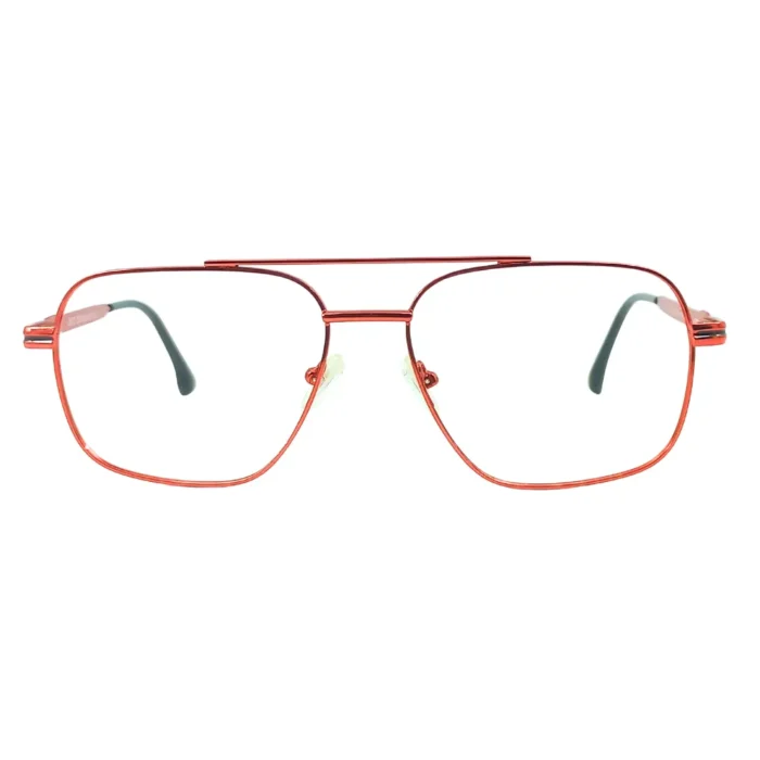 red metal aviator eyeglasses unisex double bridge frame front