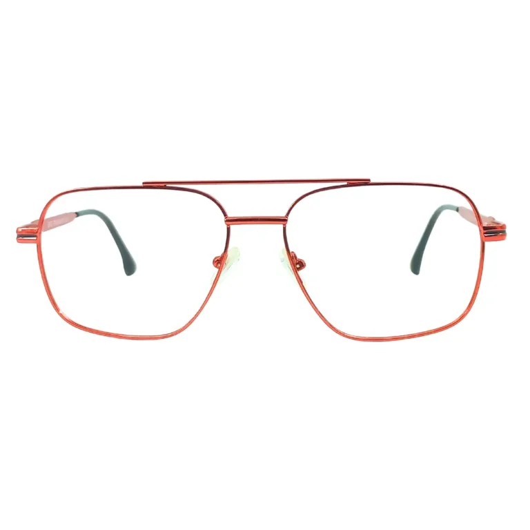 red metal aviator eyeglasses unisex double bridge frame front