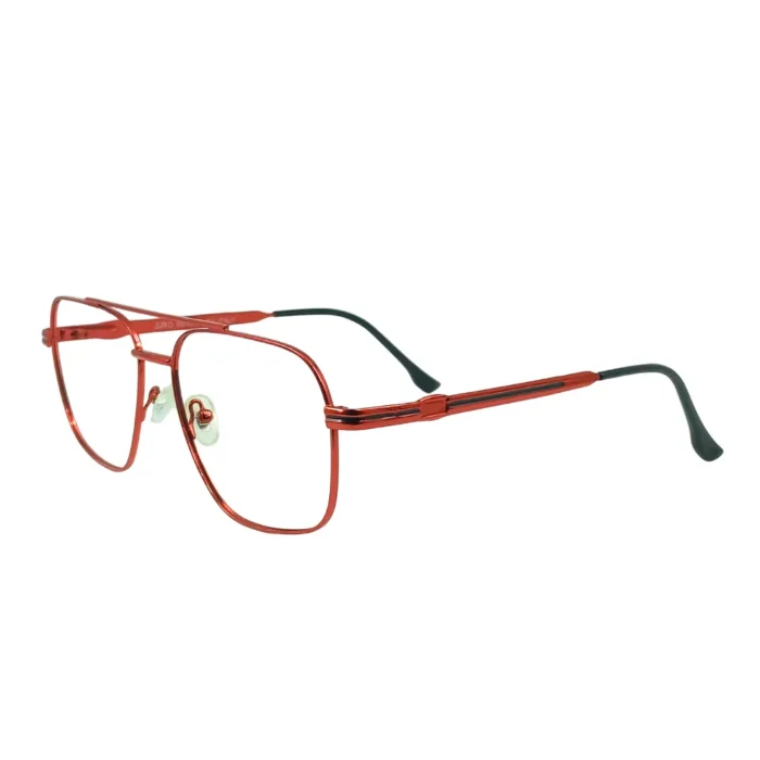 red metal aviator eyeglasses unisex double bridge frame side