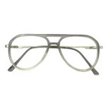 retro transparent gray aviator eyeglass frames close