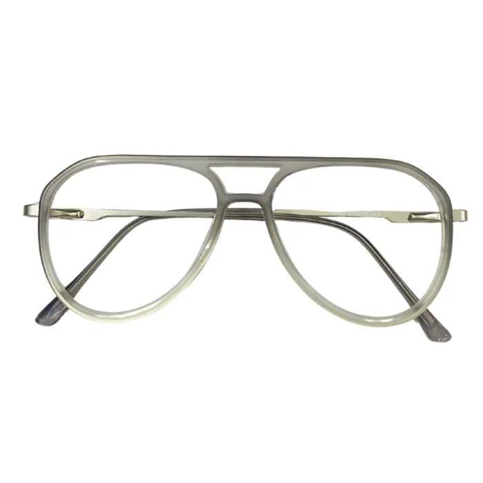 retro transparent gray aviator eyeglass frames close