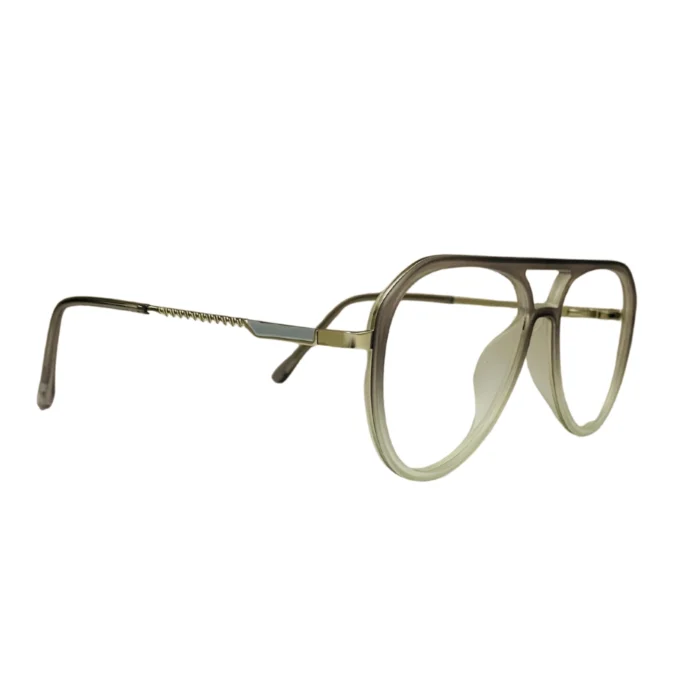 retro transparent gray aviator eyeglass frames side