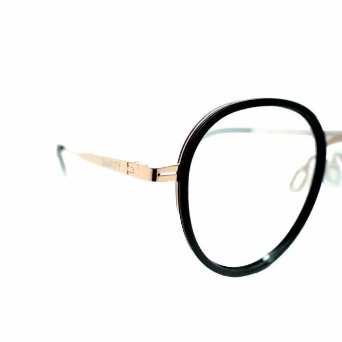 round black glasses closeup