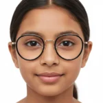 round black glasses front view girl