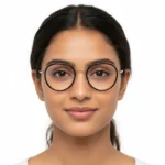 round black glasses front view women