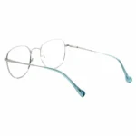 square blue silver frame glasses