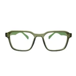 transparent green square eyeglass frame