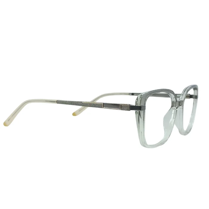 transparent square eyeglasses clear frame side