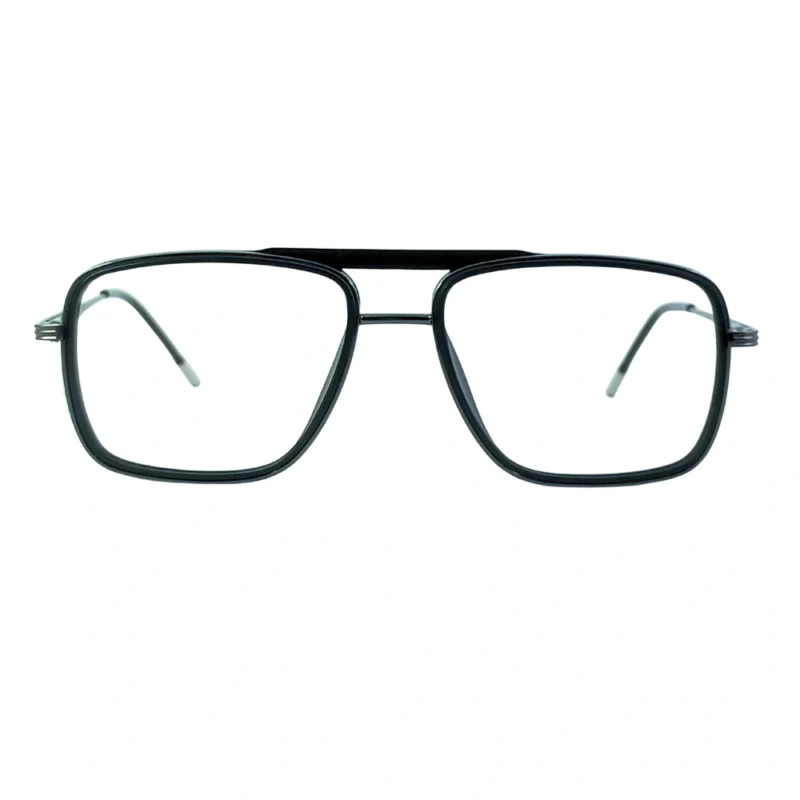 Classic Black Square Aviator Eyeglasses Front View – Lenstick