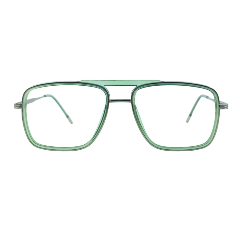green transparent aviator eyeglasses front