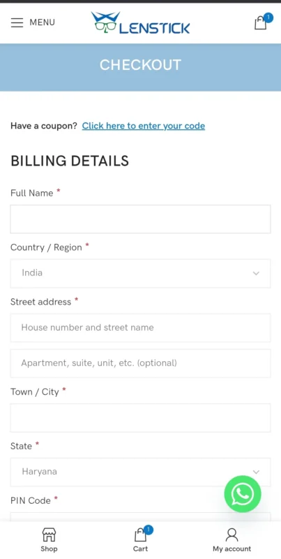How to Order Eyeglasses from Lenstick – Complete Step-by-Step Guide 12 Address Page