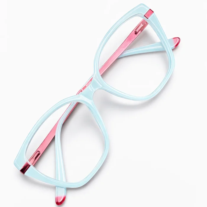 aqua marine cat eye eyeglasses fold