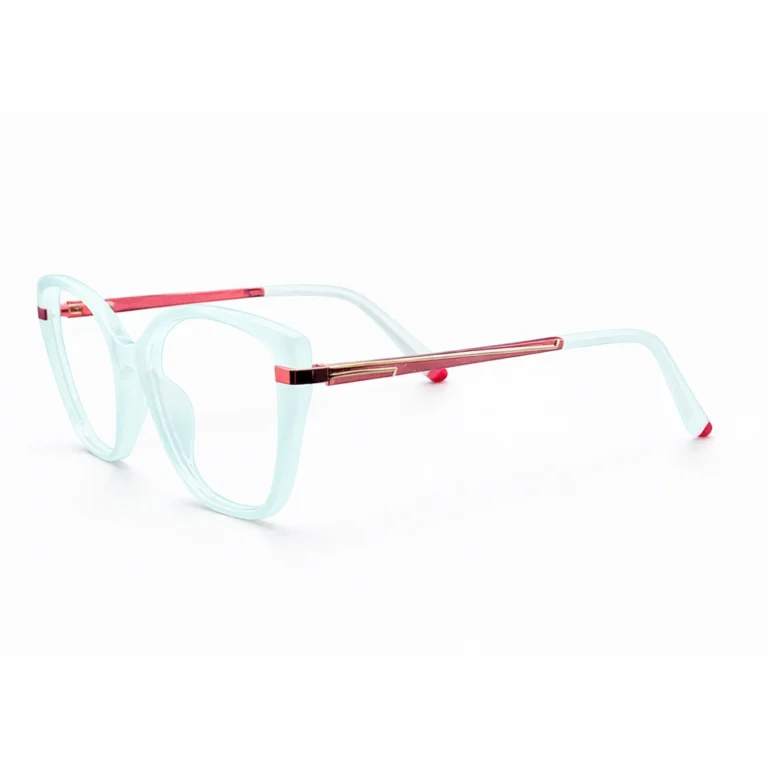 aqua marine cat eye eyeglasses side angle